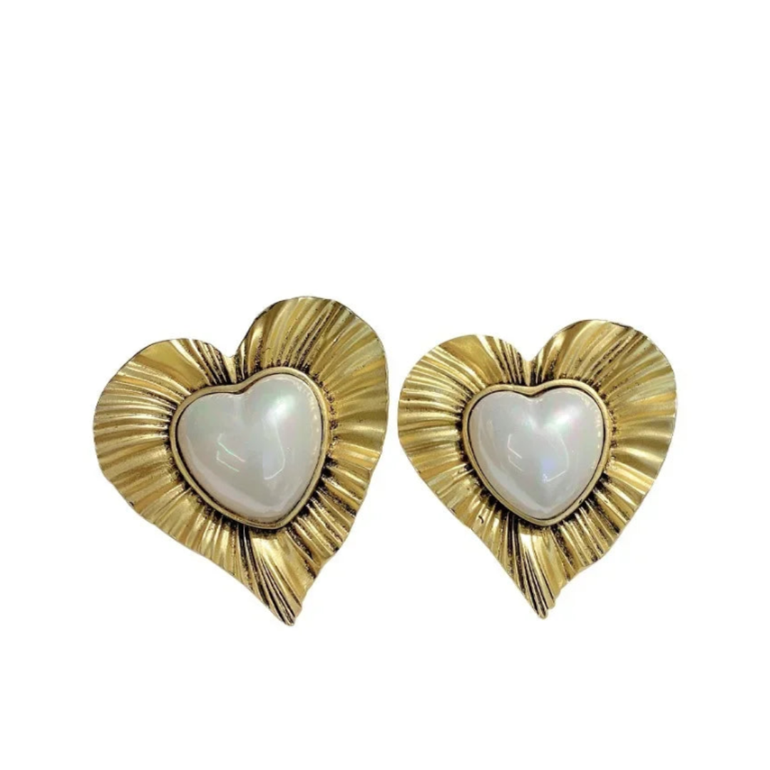 Pre Order:  Retro Exaggerated Heart-Shaped Earrings