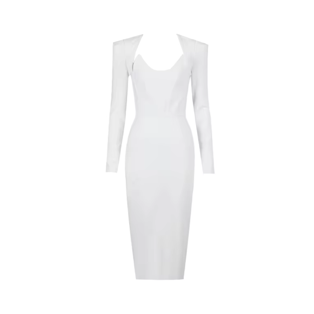 Minimalist Solid Bandage Long Sleeved Mid-Length Dress