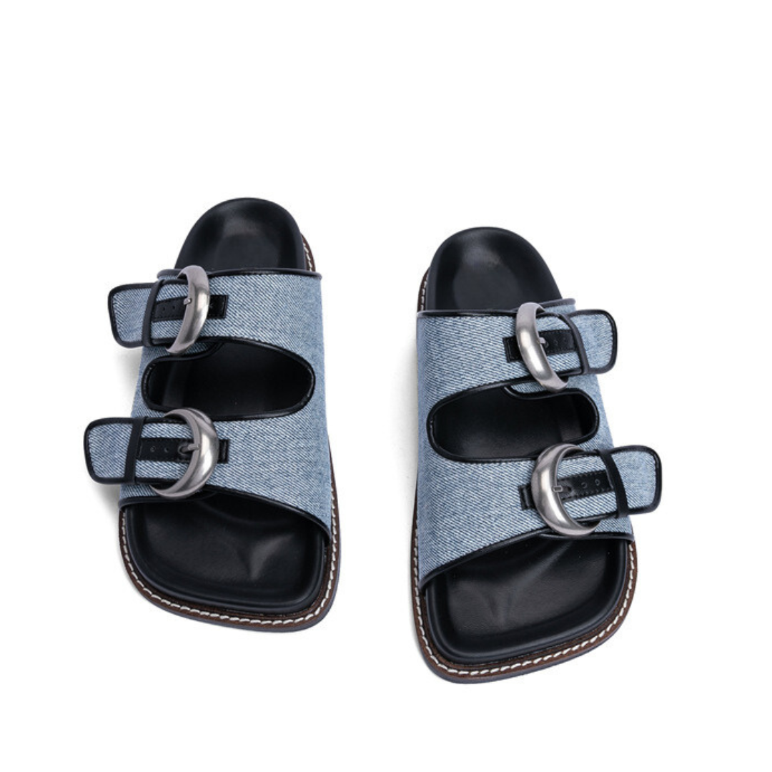 Pre Order:  Casual Denim One-Line Beach Sandals