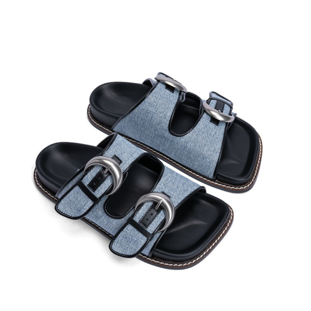 Pre Order:  Casual Denim One-Line Beach Sandals