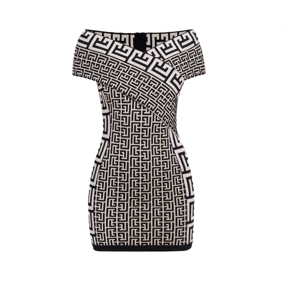 Jacquard Bodycon Off Shoulder Bandage Dress