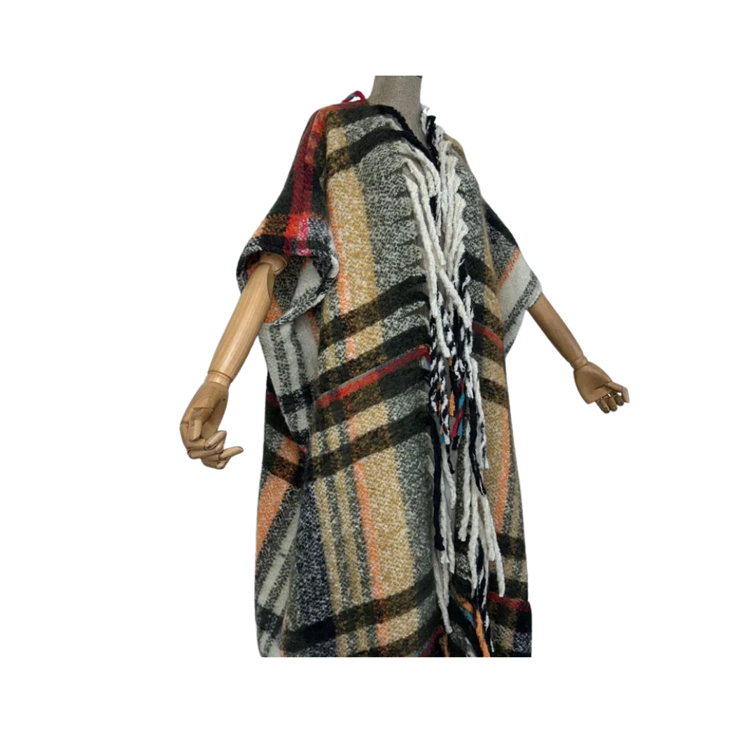 Pre Order:  Plaid Poncho Cardigan  - WINI