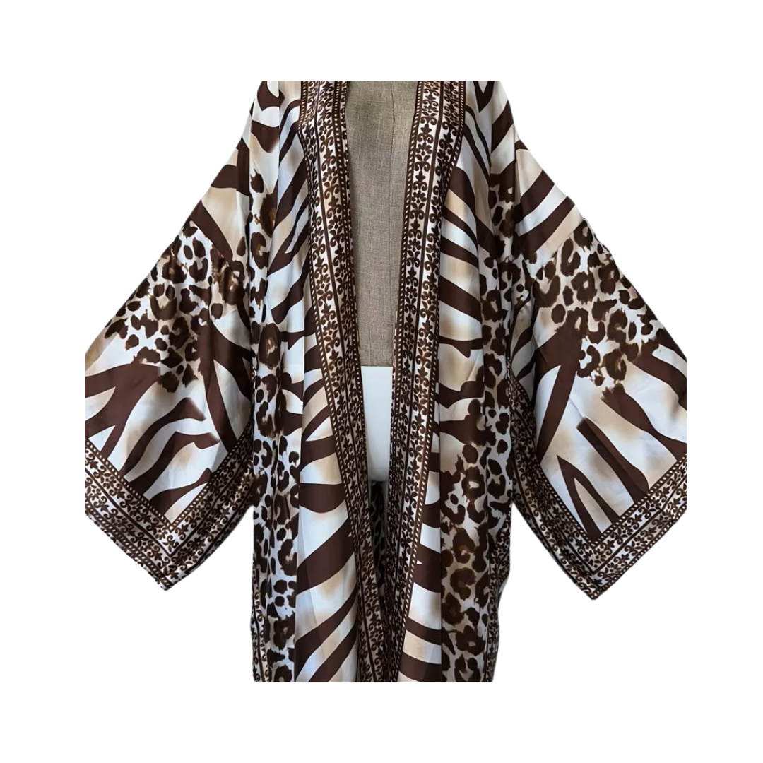 Pre Order:  Cozy Silk Zebra Print Maxi Cardigan - WINI