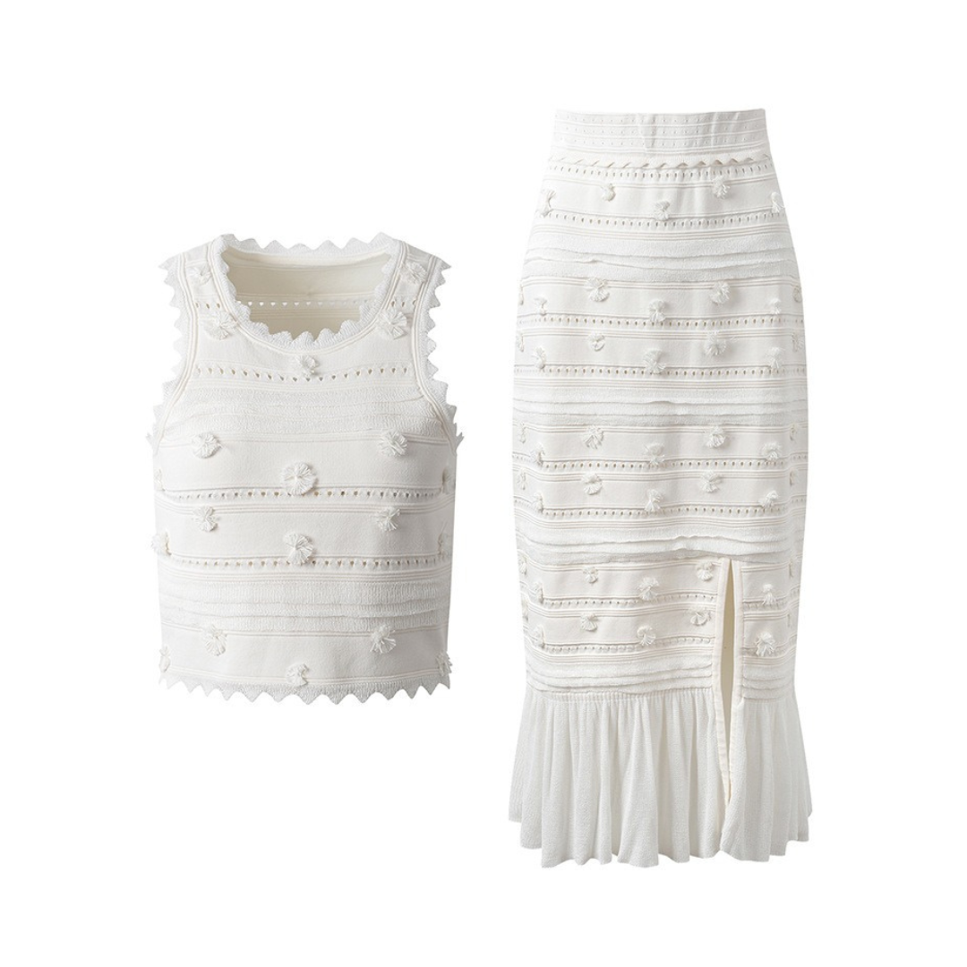 Pre Order:  Ruffled Edge Tank Top + Skirt Set