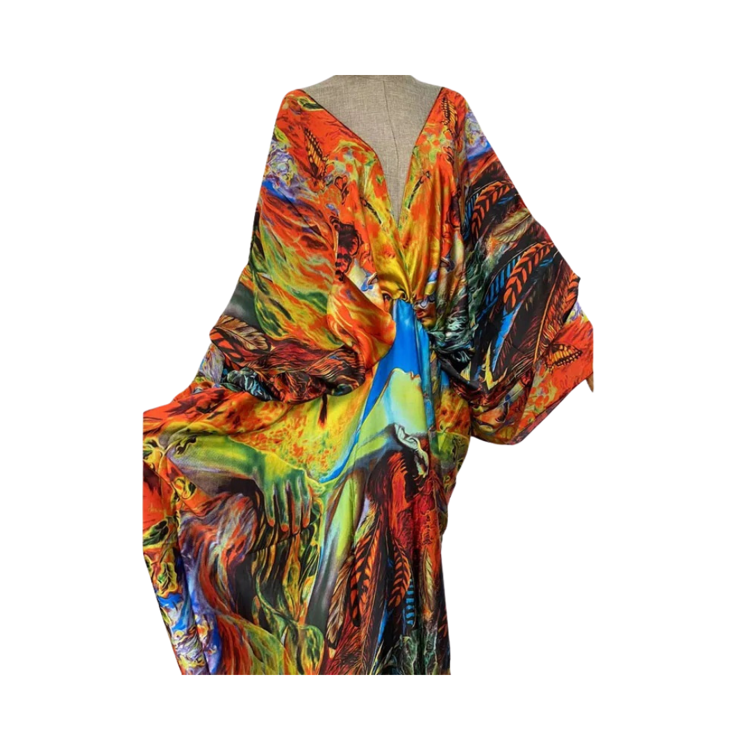 Pre Order:  Vibrant V-neck Kaftan Dress - WINI