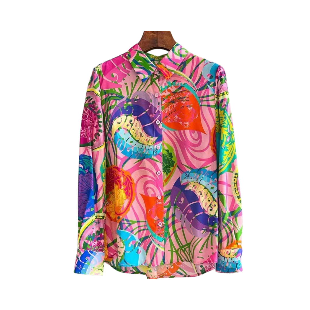 Multicolor Casual Print Long Sleeve Shirt