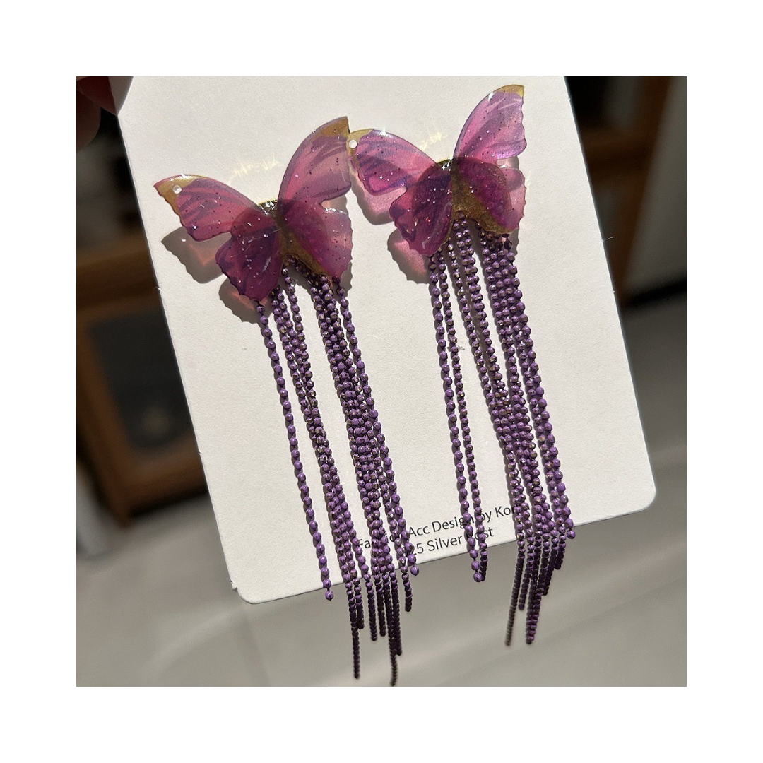 Pre Order:  Butterfly Long Tassel Earrings