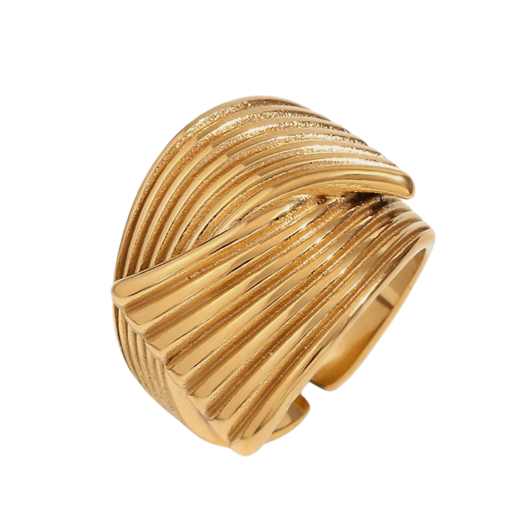 Pre Order:  Retro Geometric Fan Stripe Cross Ring