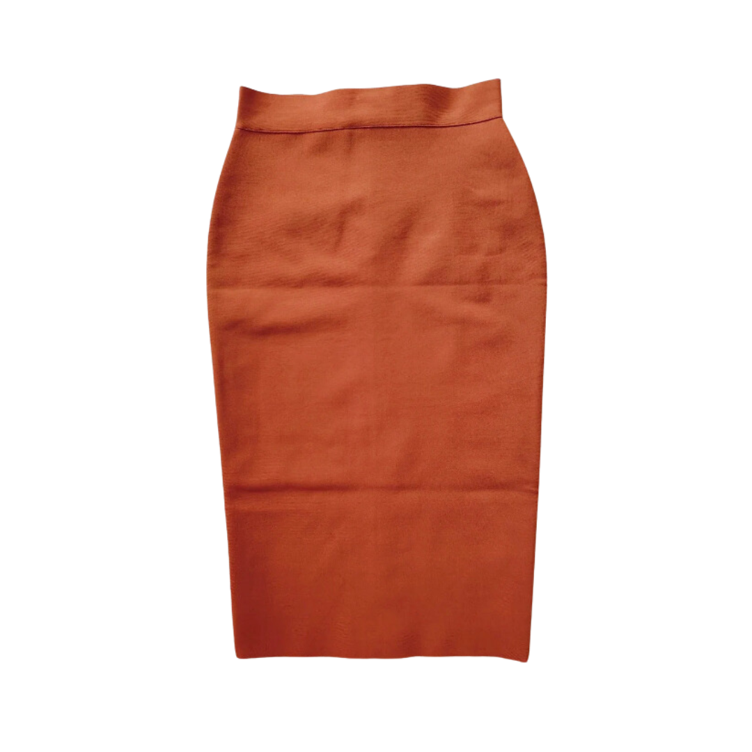 Pre Order:  Solid Brown Midi Tight Pencil Skirt