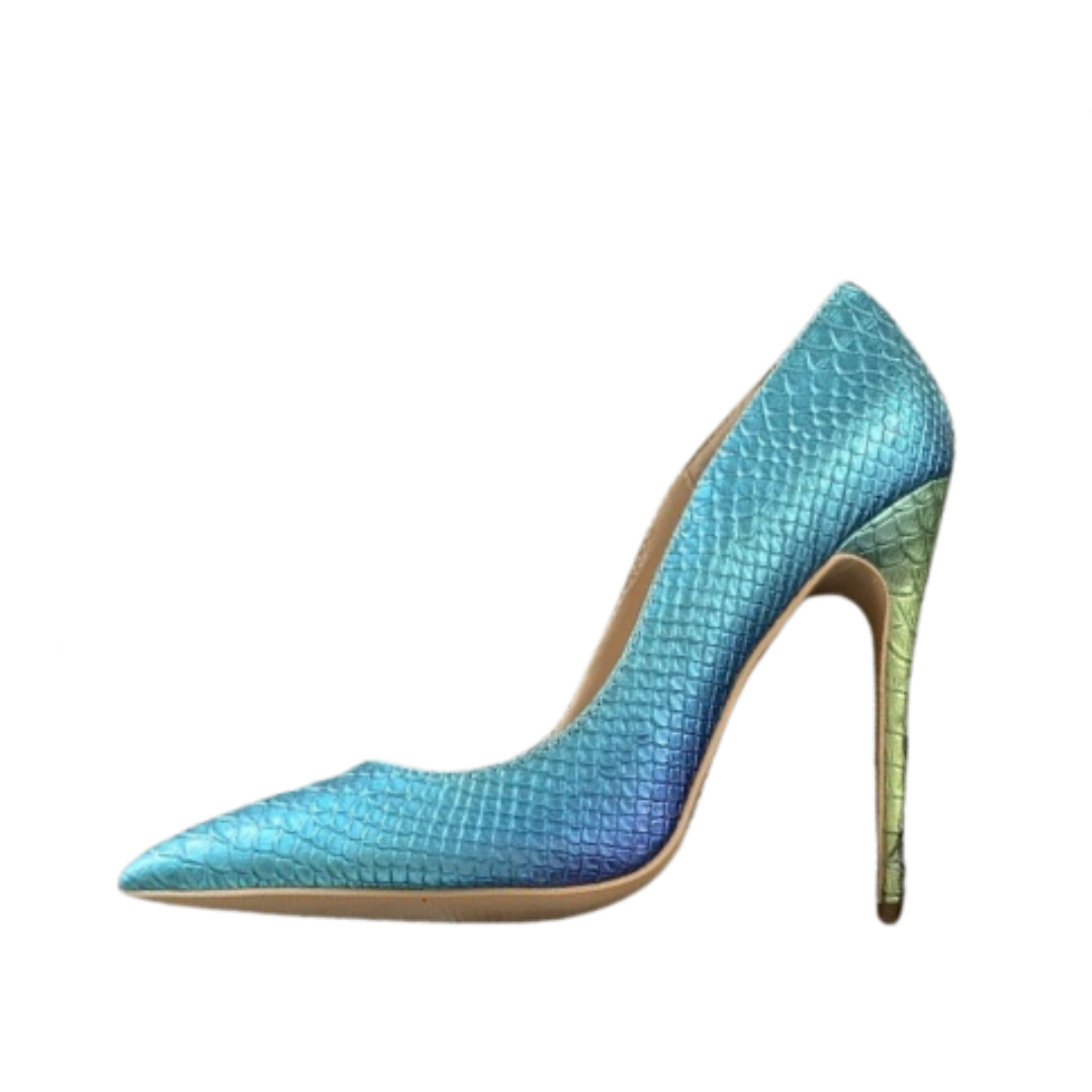 Pre Order:  High Stiletto Snake Pattern Pointed Toe Pumps