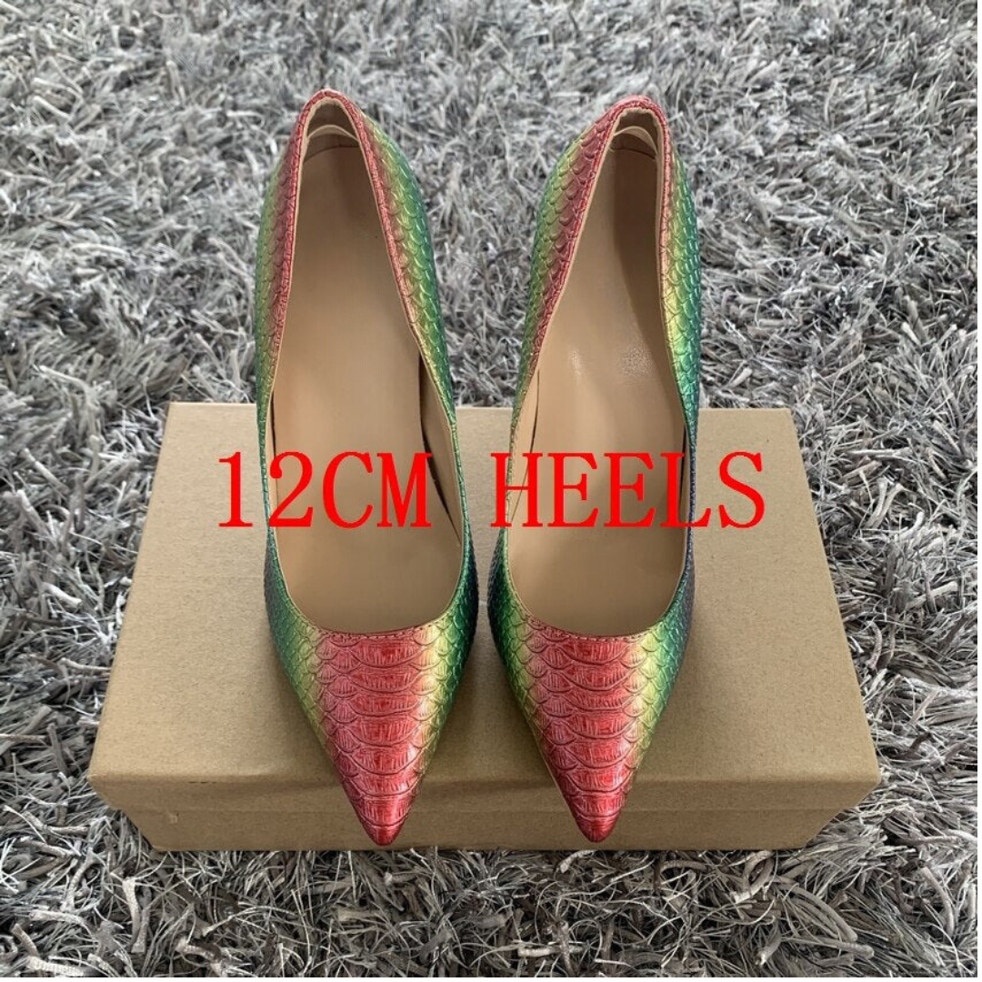 Pre Order:  High Stiletto Snake Pattern Pointed Toe Pumps