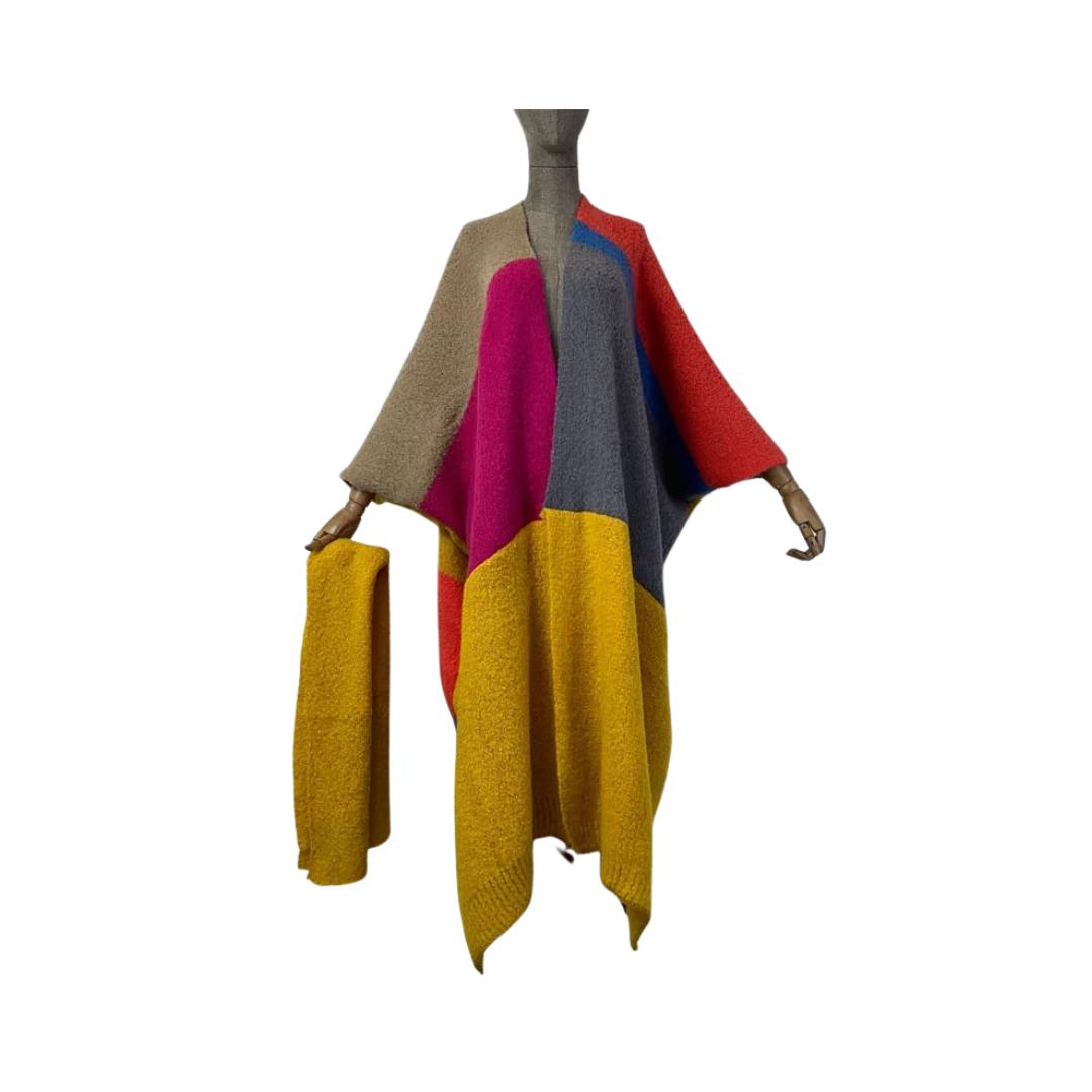 Pre Order:  Vibrant Long Cardigan with Scarf - WINI