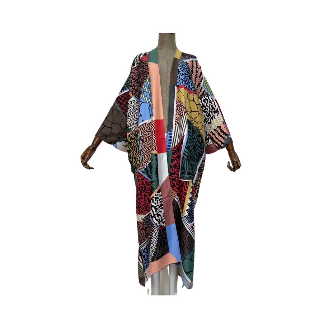 Pre Order: Vibrant Maxi Kimono Cardigan with Belt - WINI