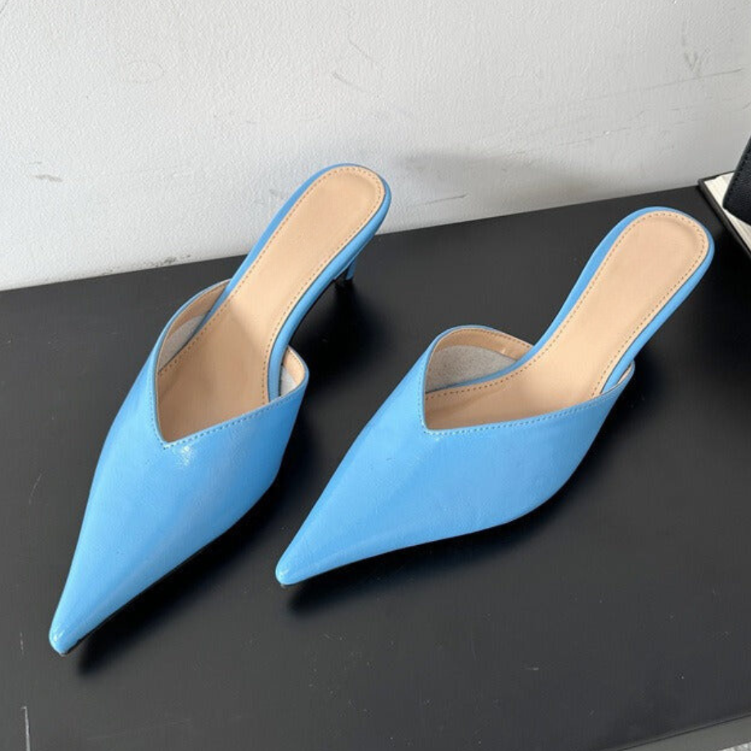 Pre Order:  Pointed Toe Low Heel Stiletto Mule Pumps