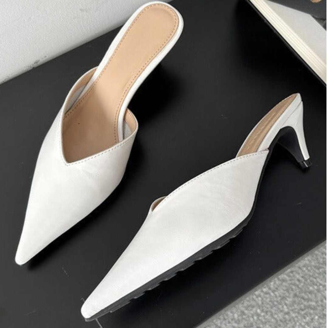 Pre Order:  Pointed Toe Low Heel Stiletto Mule Pumps