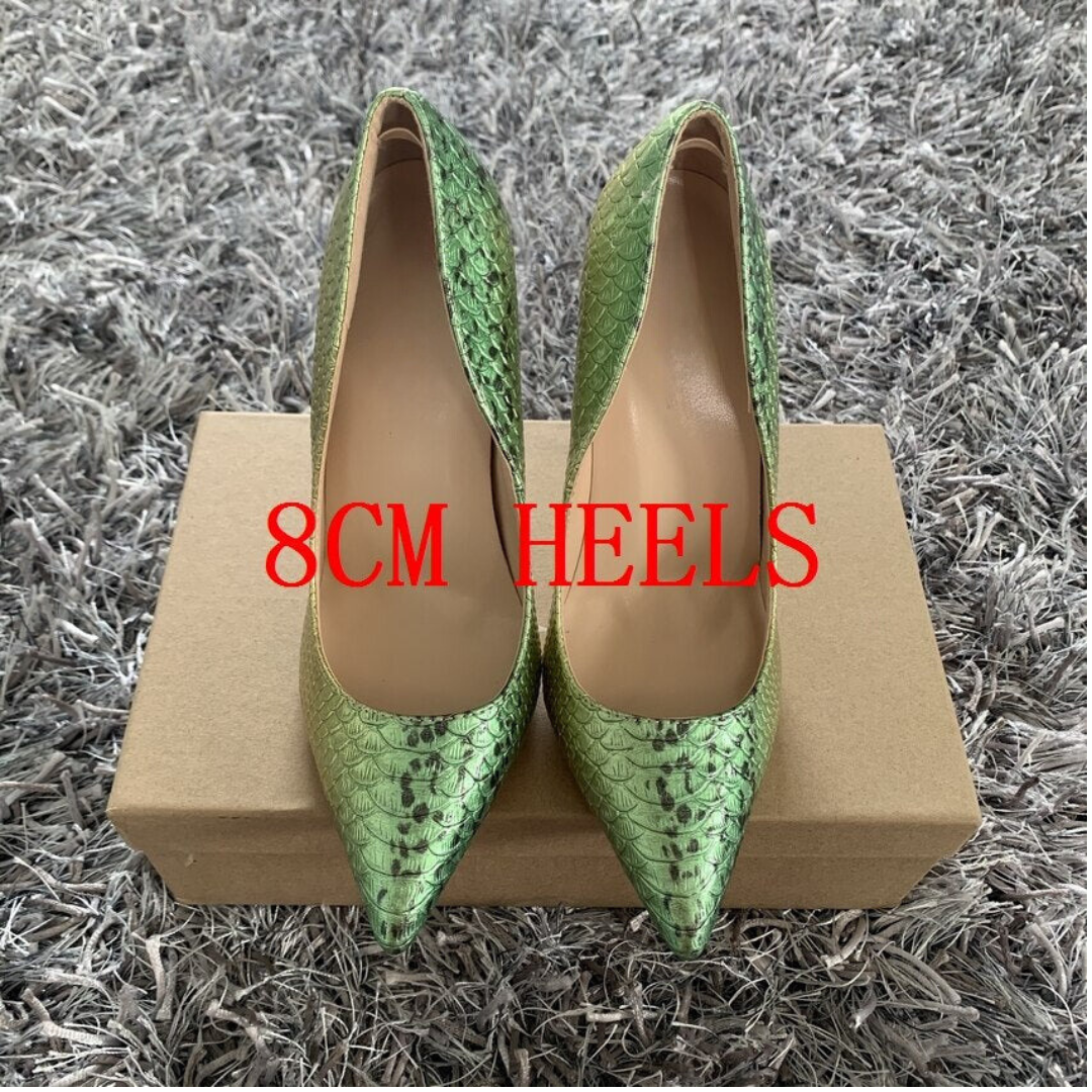 Pre Order:  High Stiletto Snake Pattern Pointed Toe Pumps