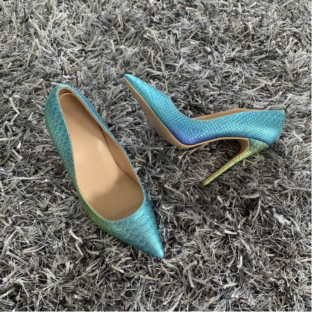 Pre Order:  High Stiletto Snake Pattern Pointed Toe Pumps