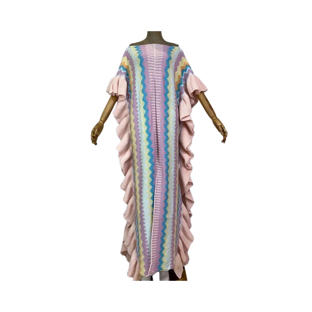 Pre Order: Ruffled Knit Kaftan Dress - WINI