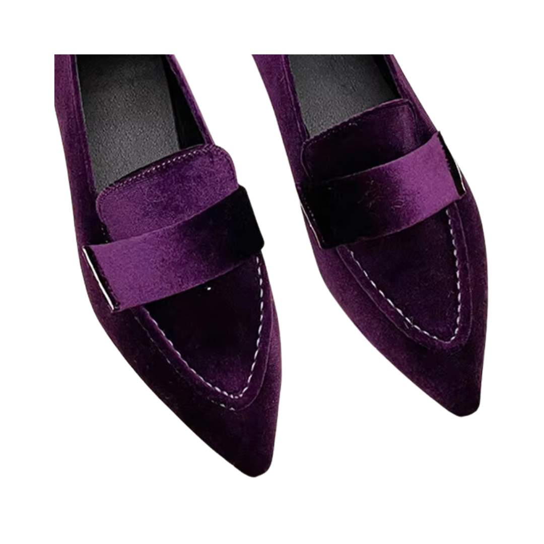 Pre Order:  Pointed Toe Velvet Casual Loafers