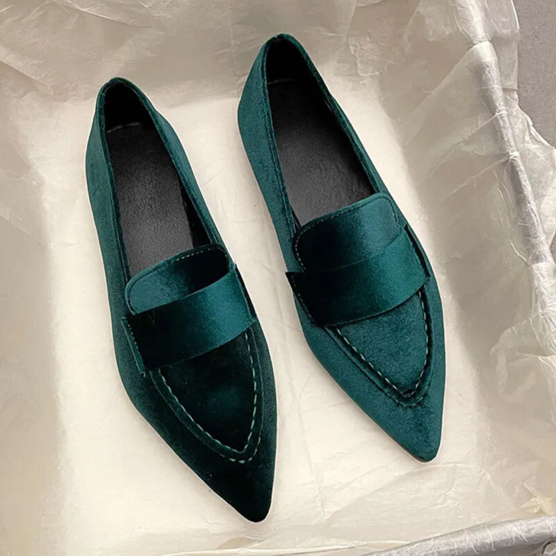 Pre Order:  Pointed Toe Velvet Casual Loafers