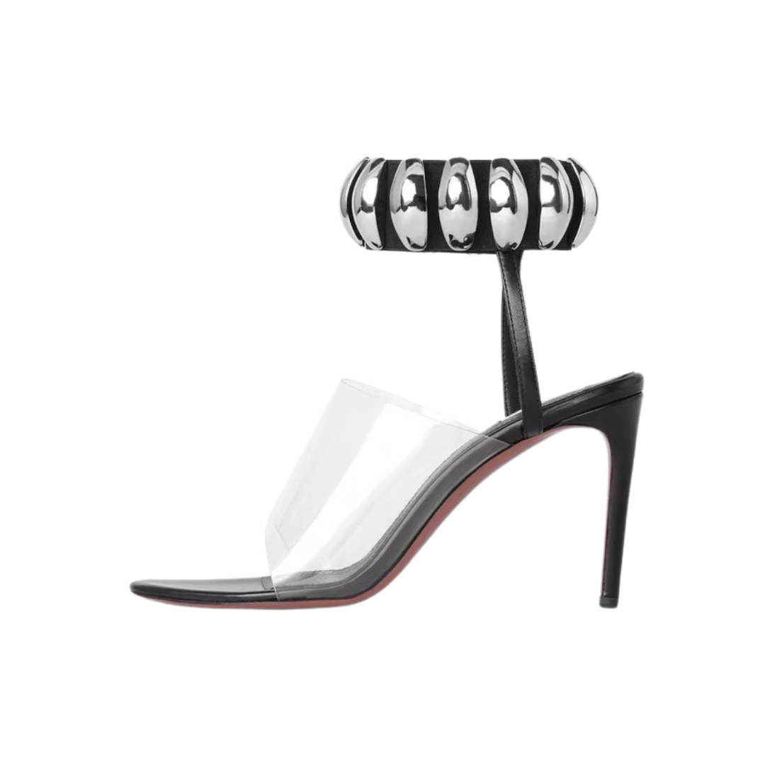 Pre Order:  Round Toe Metal Buckle Transparent PVC Open Toe Sandals