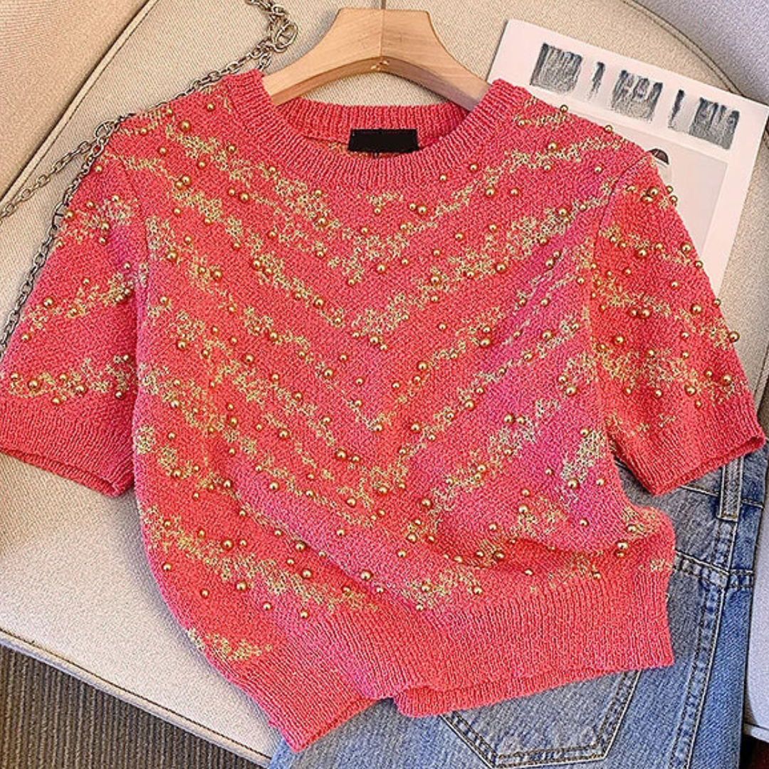 Pre Order:  Vintage Beaded Knitted T-Shirt