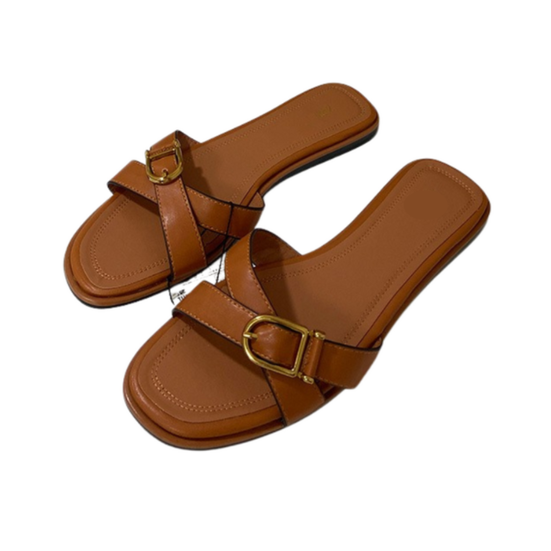 Pre Order:  Cross Strap Buckle Slippers