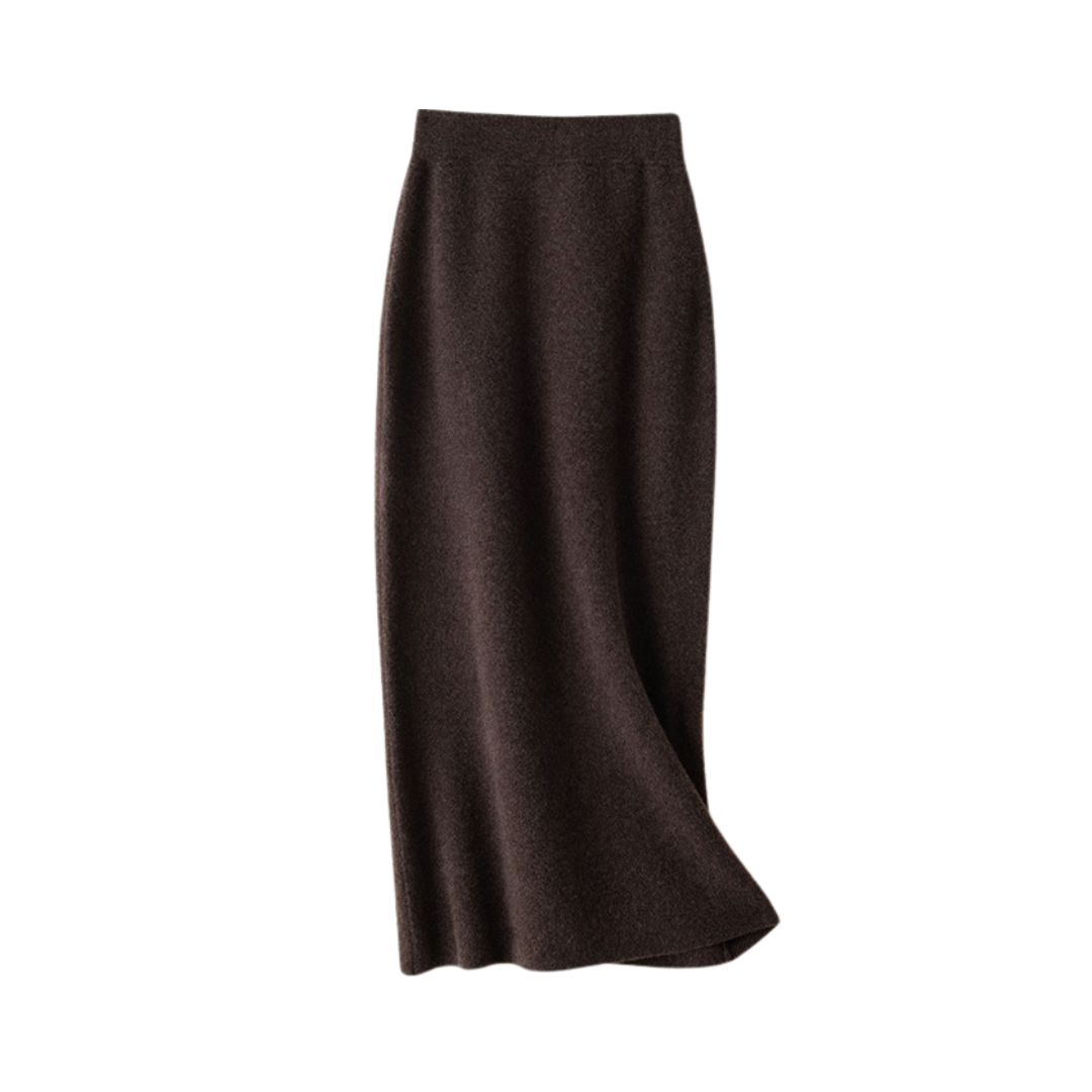 Pre Order:  Solid High Waist Wool Knitted Midi Skirt