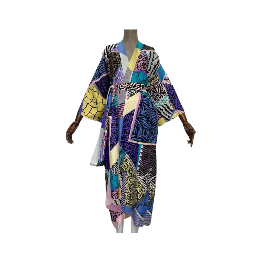 Pre Order: Vibrant Maxi Kimono Cardigan with Belt - WINI