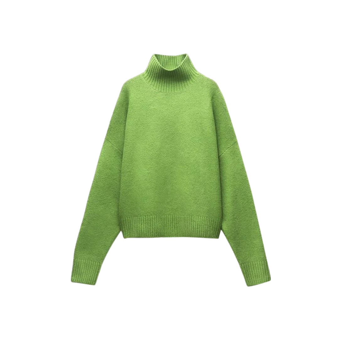 Pre Order:  Casual Solid Green Knitted Loose Sweater