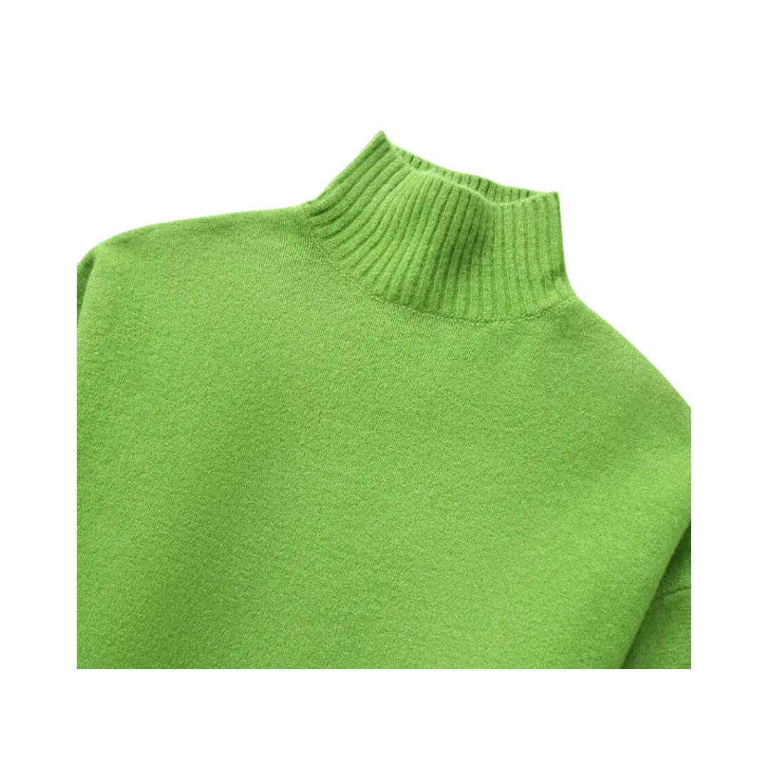 Pre Order:  Casual Solid Green Knitted Loose Sweater