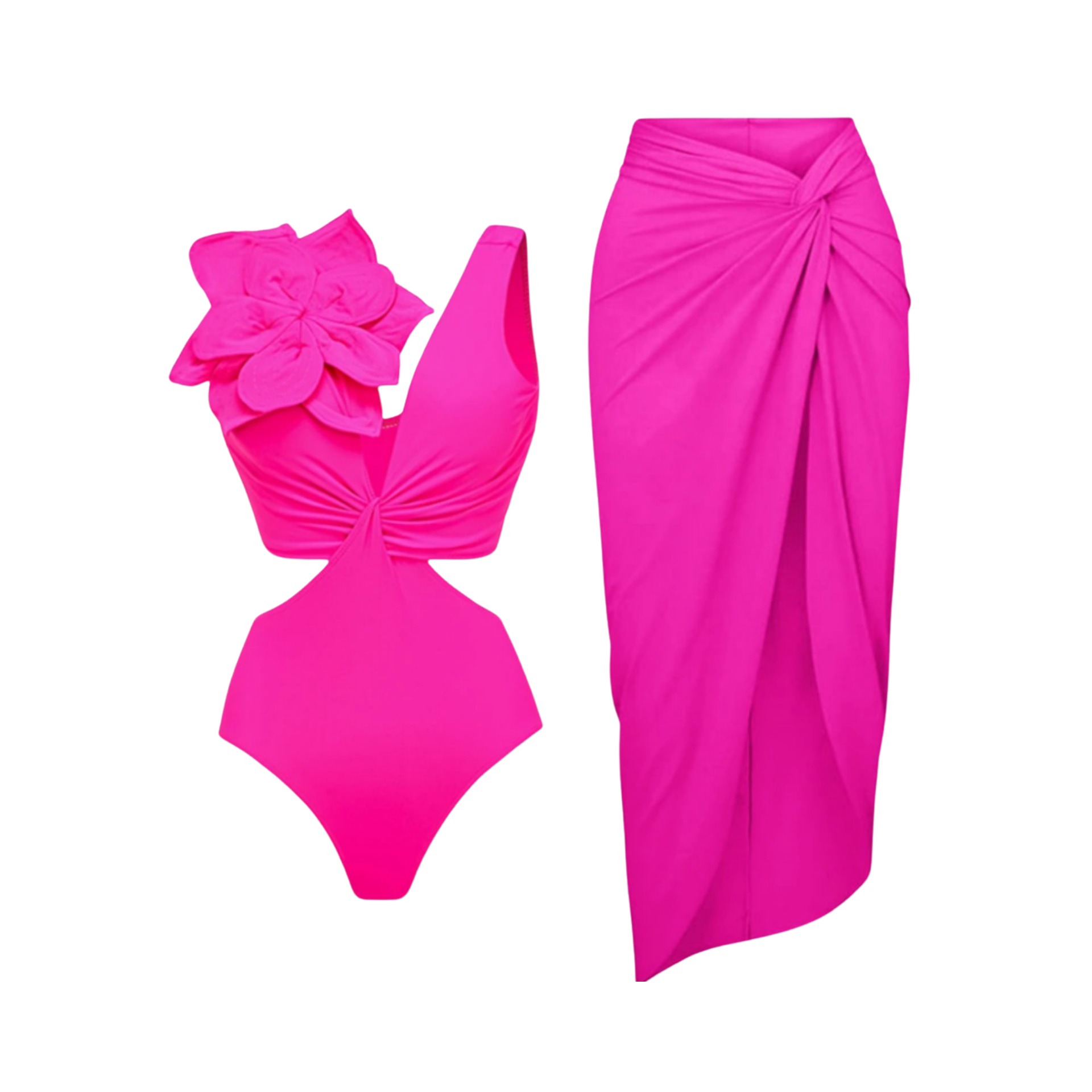 3D Flower Ruffle One-Piece Swimsuit + Cover Up Sets
