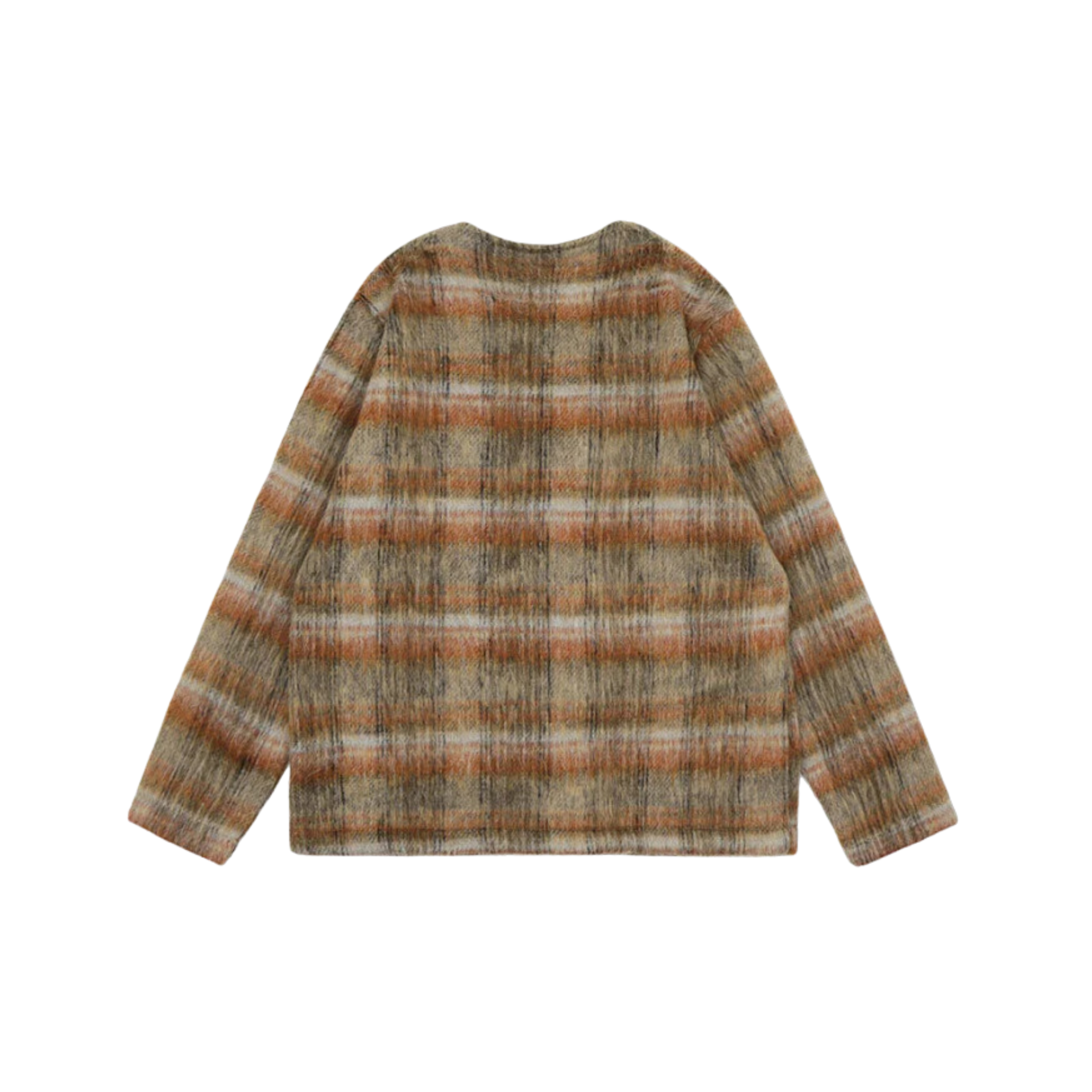 Pre Order:  Brown Plaid Mohair V-Neck Cardigan