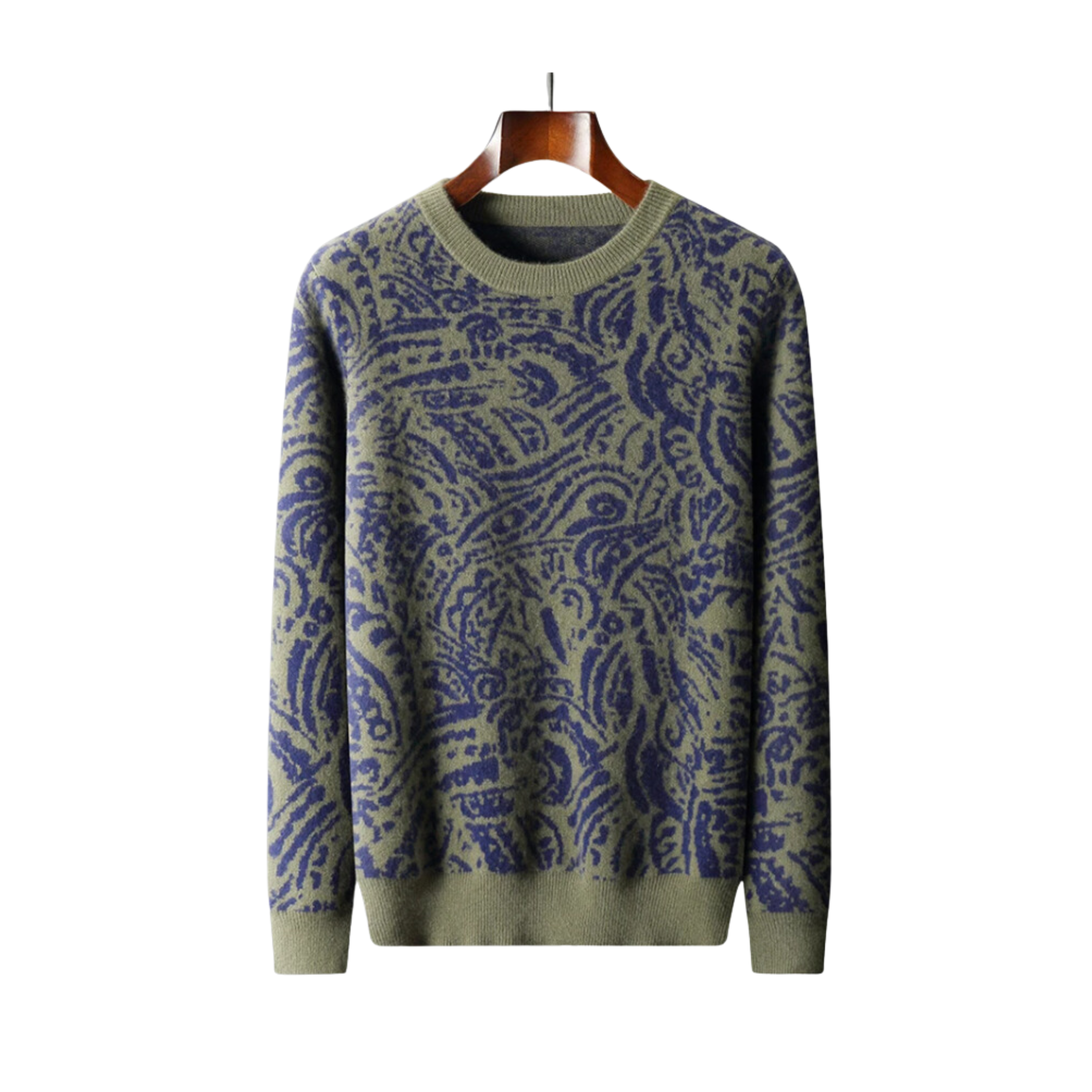 Knit Jacquard Pure Woolen Sweater