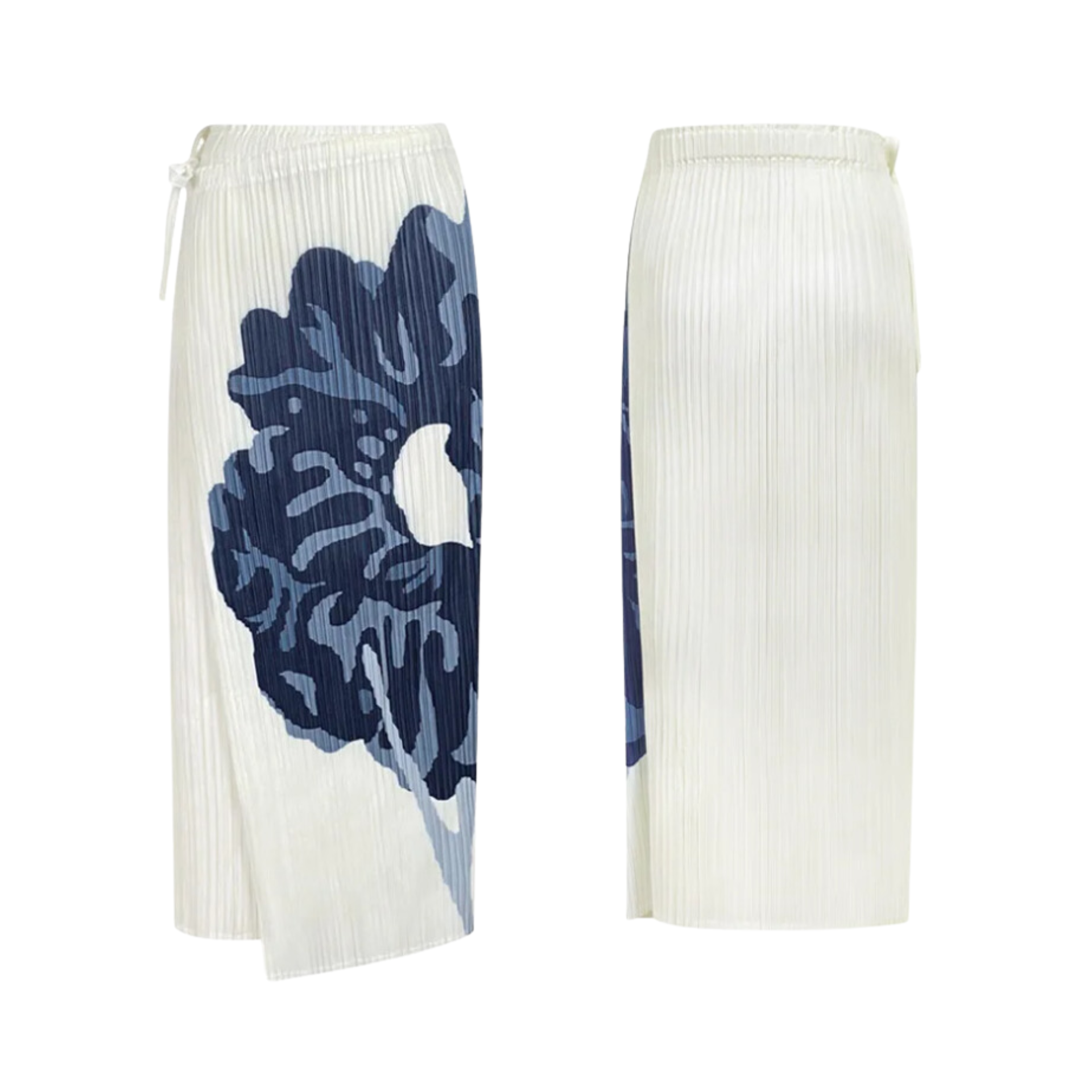 Pleated High Waist A-Line Midi Skirt