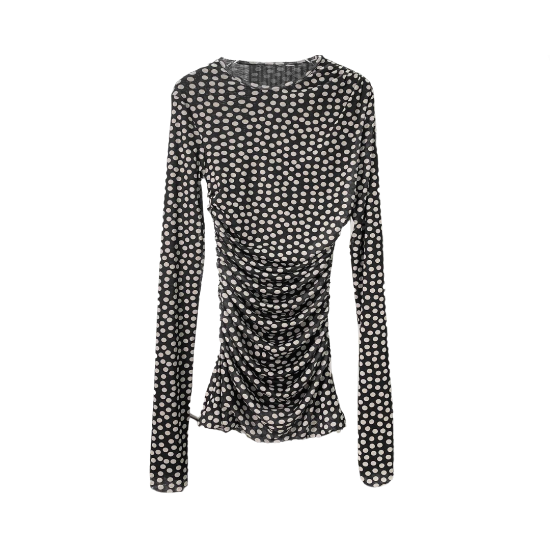 Pre Order:  Classic Polka Dot Mesh Long Sleeved Dress