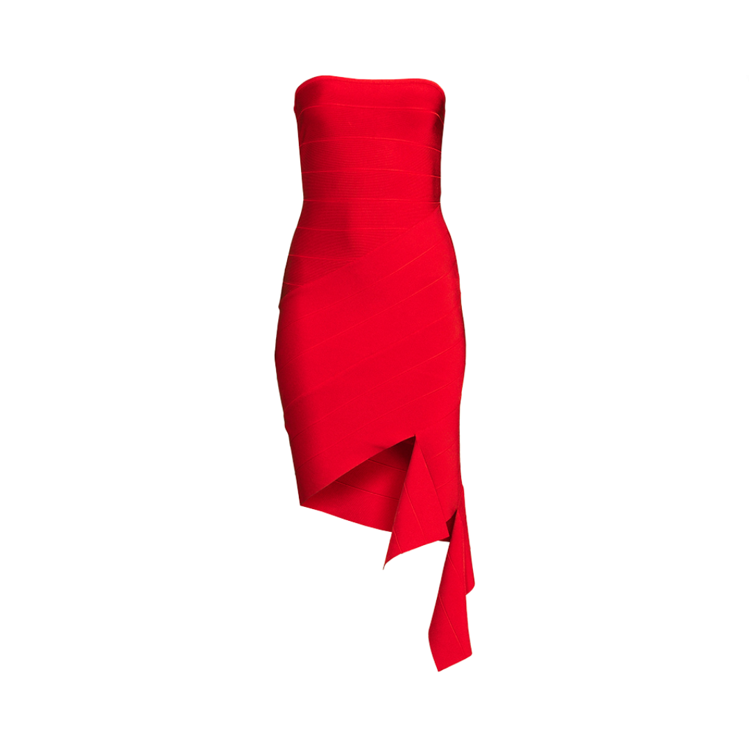 Red Strapless Bodycon Backless Dress