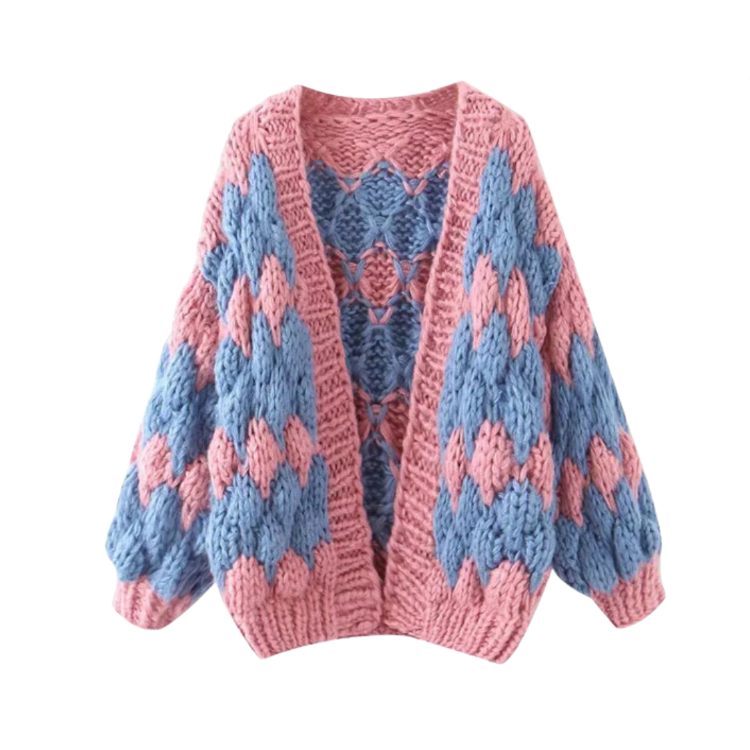 Oversized Knitted Lantern Sleeve Thick Cardigan