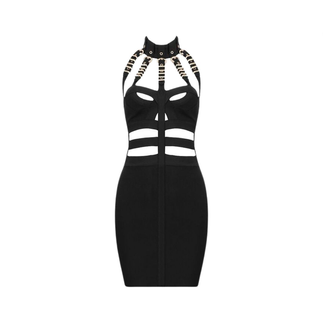 Pre Order:  Sexy Hollow Out Halter Neck Bandage Dress