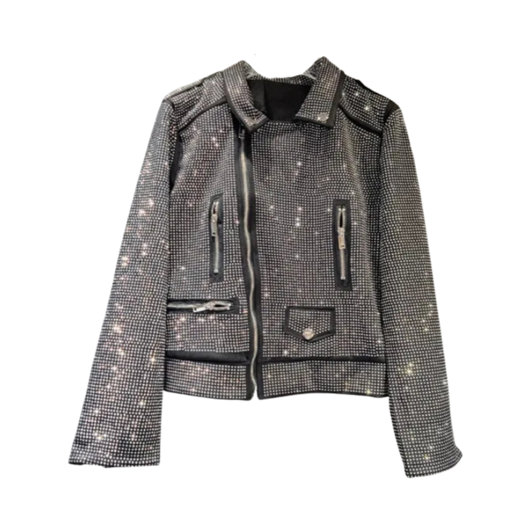 Pre Order:  Diamond Studded Zipper Jacket