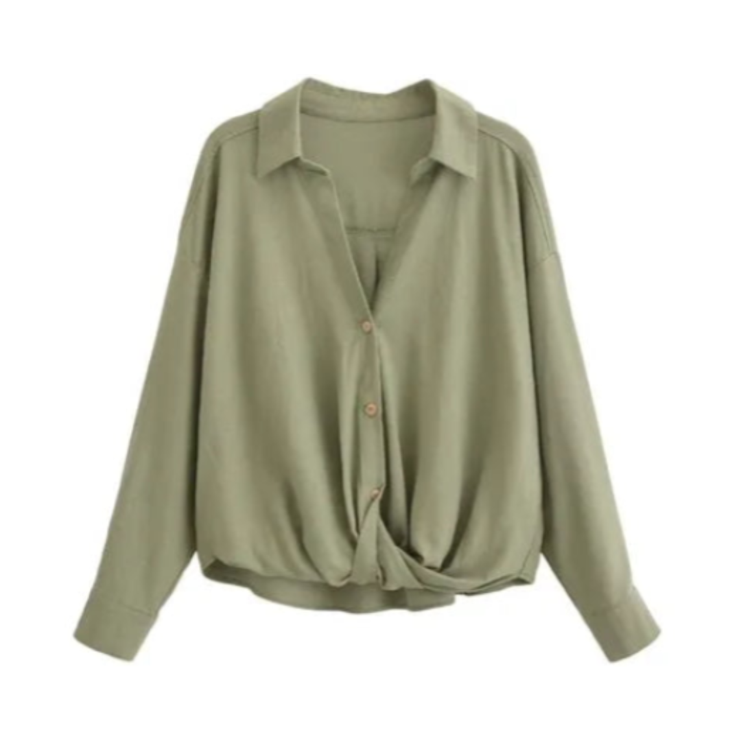 Pre Order:  Minimalist Army Green Twisted Button Down Shirt