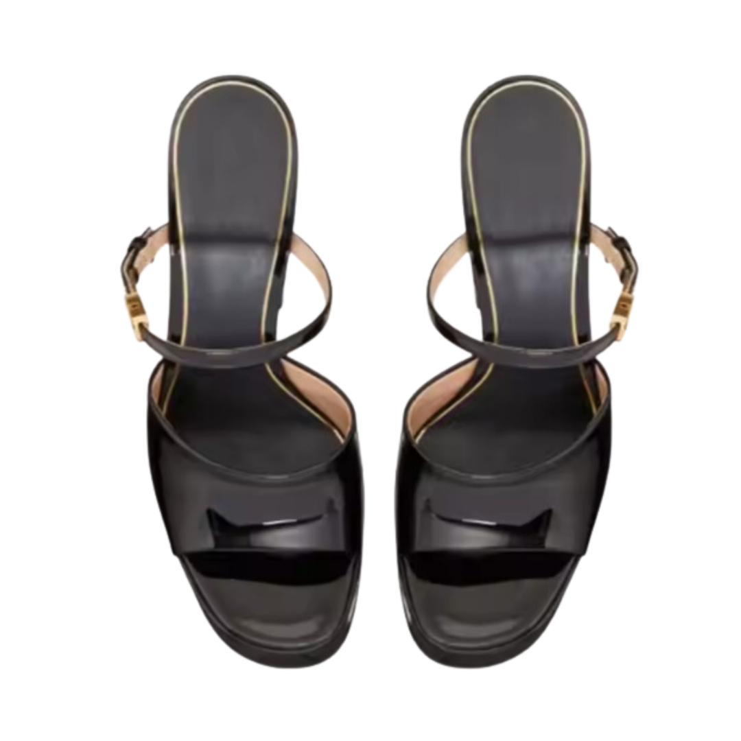 Pre Order:  Thick Sole High Heel Platform Leather Sandals