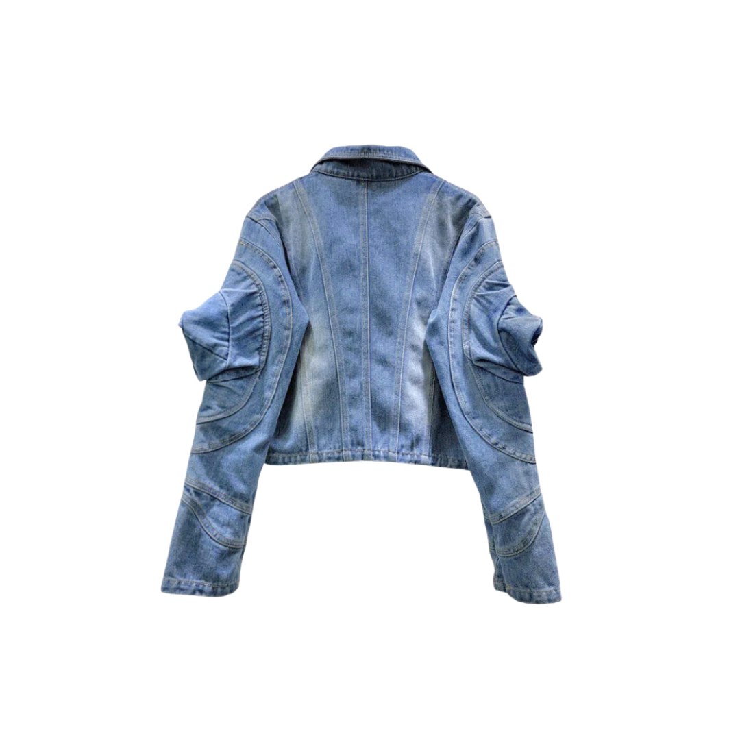 Pre Order: 3D Puff Long Sleeve Denim Jacket