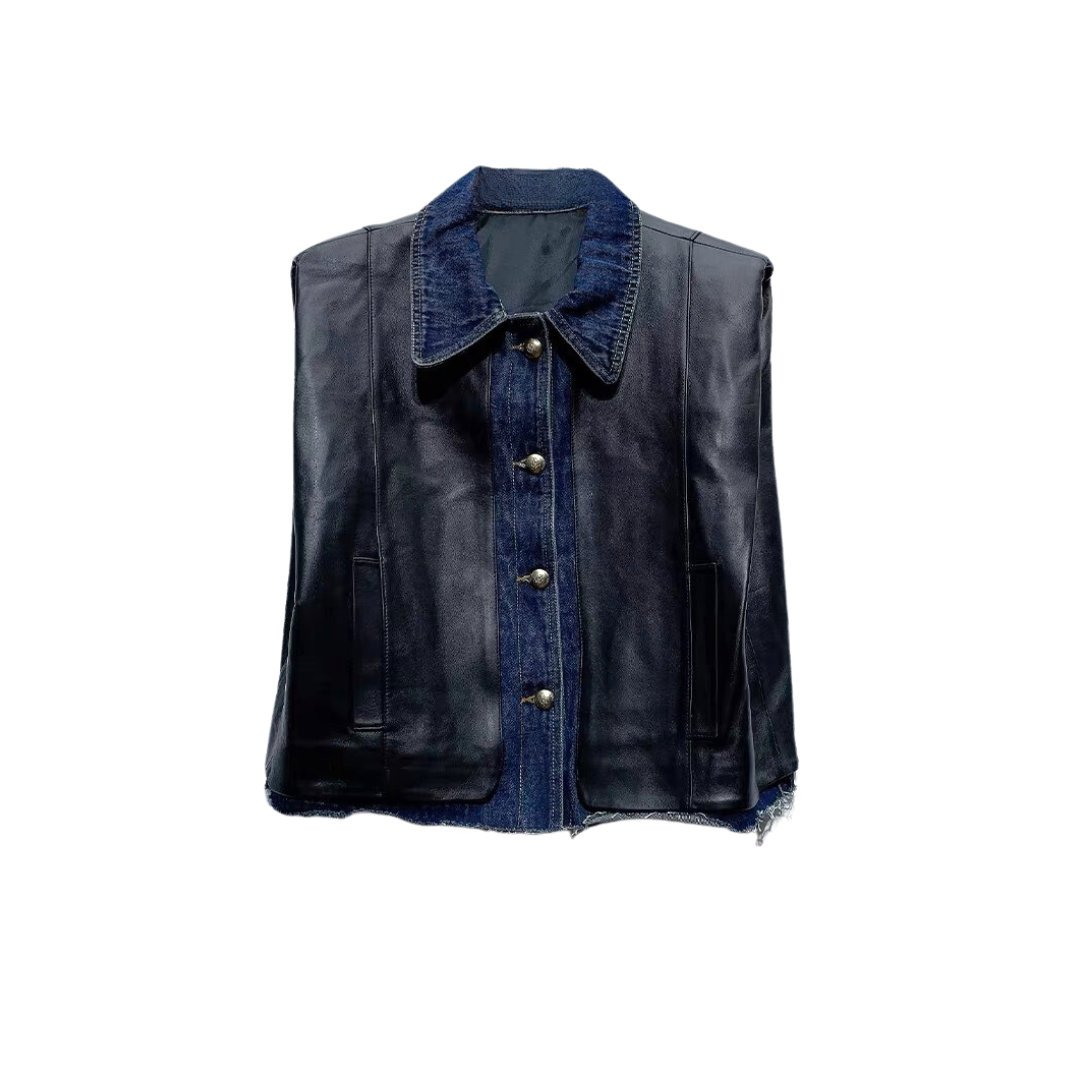 Pre Order: Trendy Slim Fit Patchwork Leather Vest