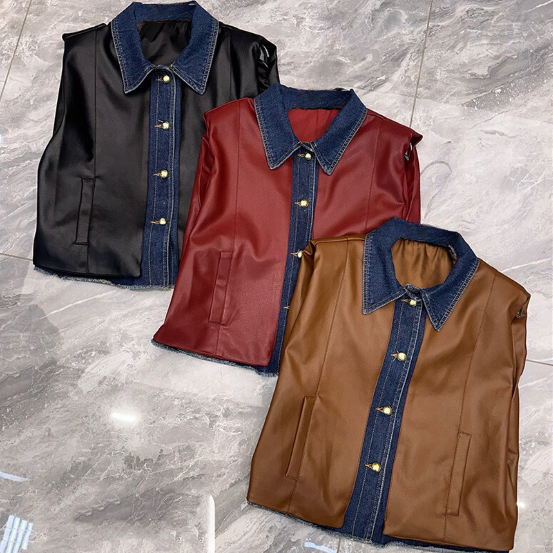 Pre Order: Trendy Slim Fit Patchwork Leather Vest