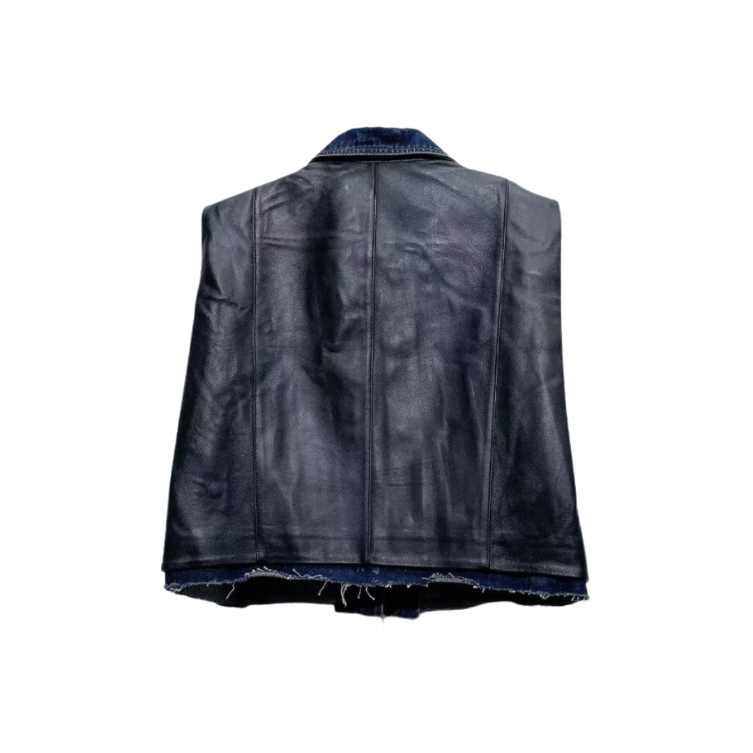 Pre Order: Trendy Slim Fit Patchwork Leather Vest