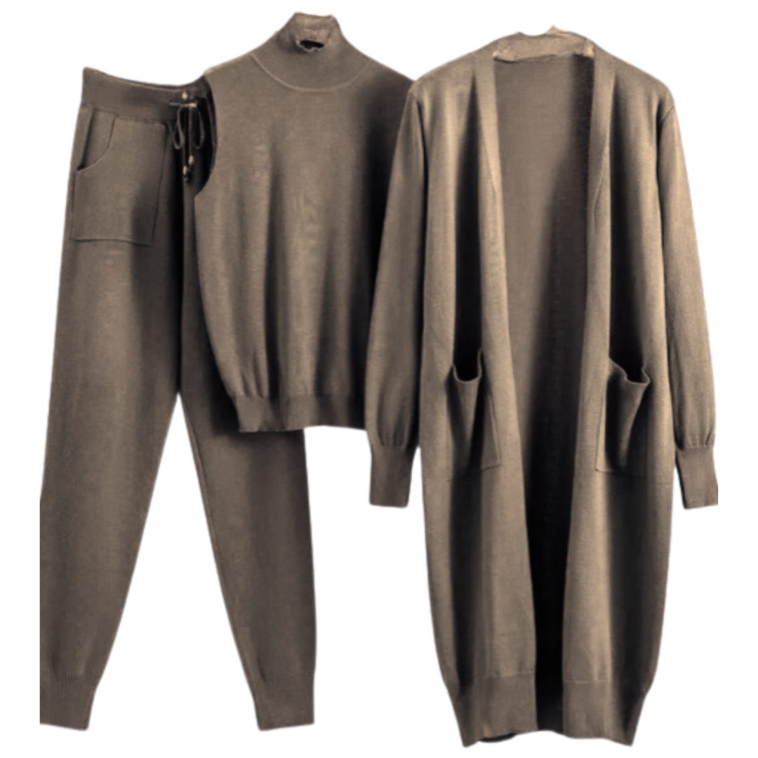 Pre Order: Three-Piece Wool Blend Loungewear Set