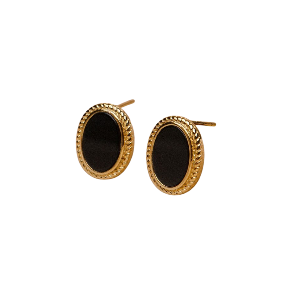 Pre Order:  Elegant Black Oval Zircons Stud Earrings