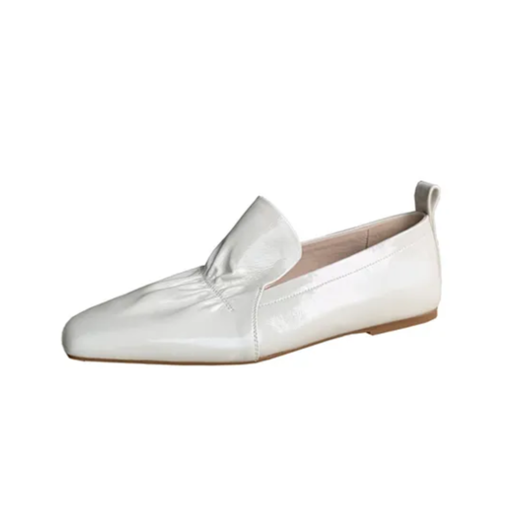 Pre Order:  Square Toe Genuine Leather Flat Shoes