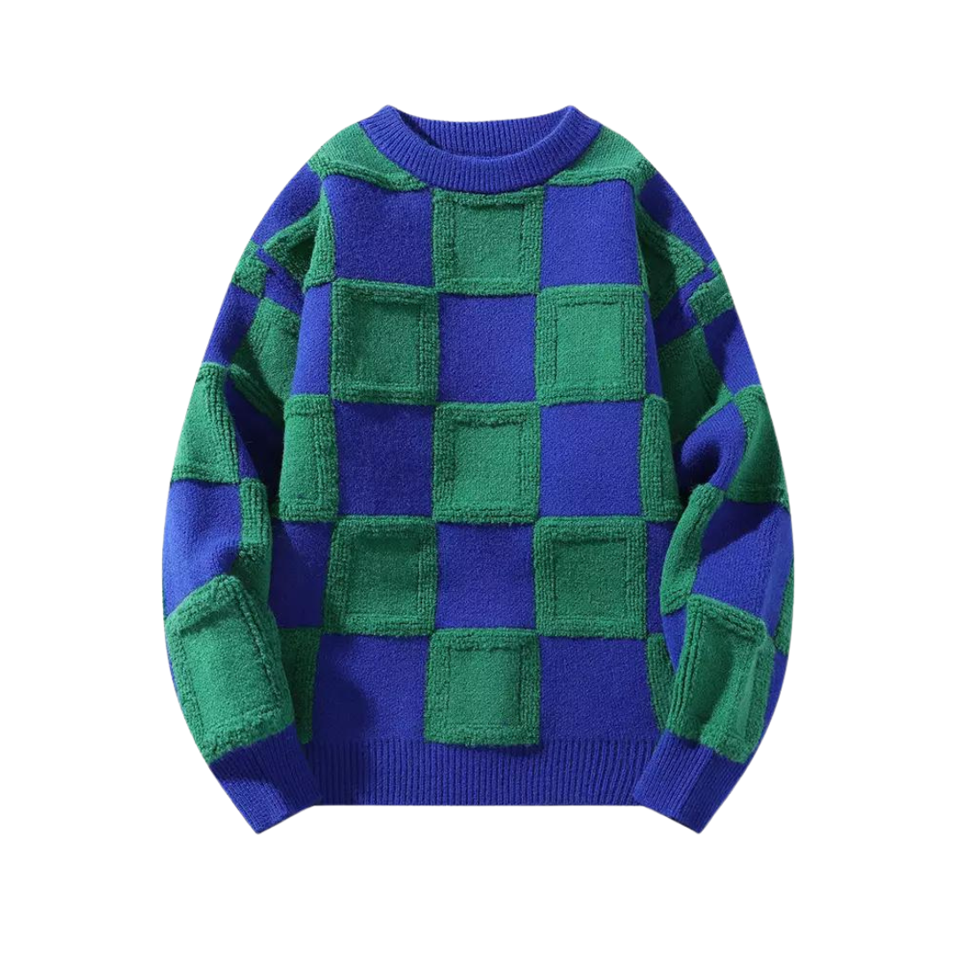 Pre Order:  Loose Plaid Thickened Knit Sweater